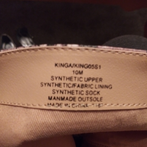 Tall cream, black and mauve boot with snake print. - Picture 7 of 7